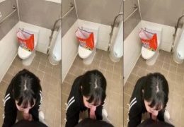 Em gái bạo bú liếm cho bạn trai ở wc nam