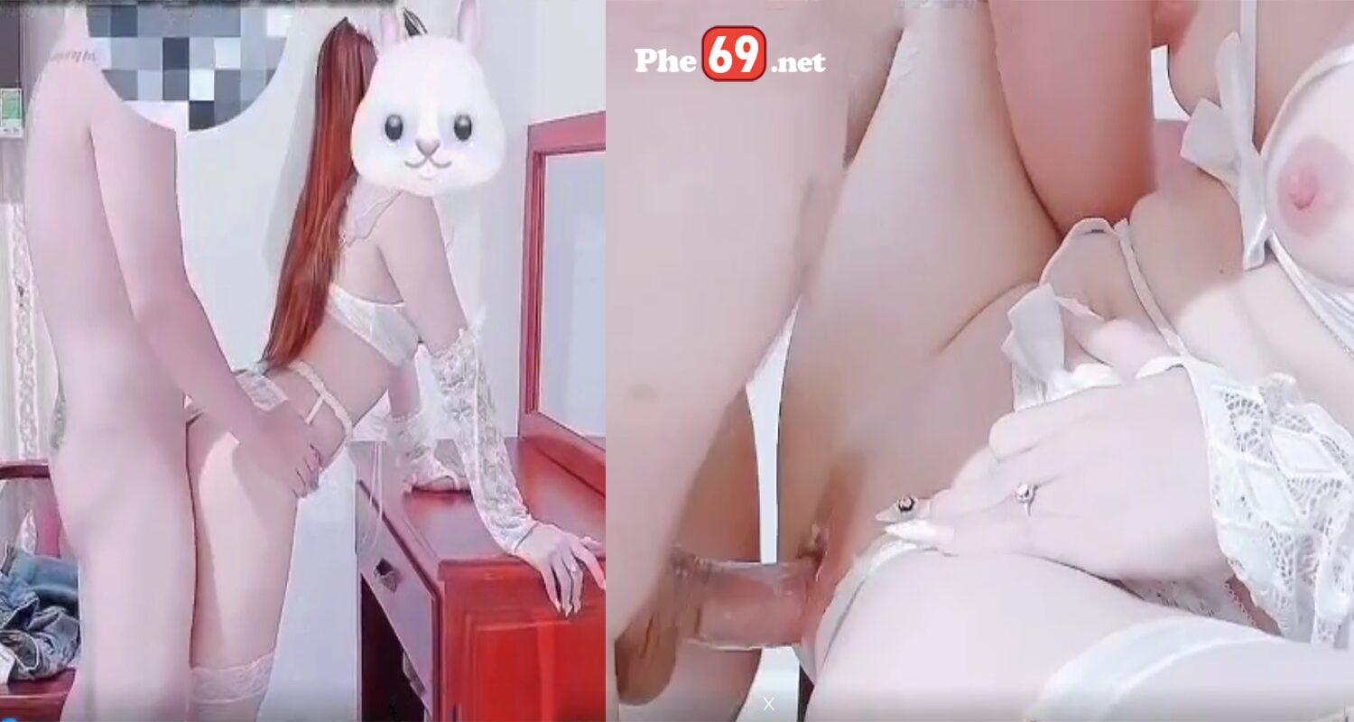 Threesome Couple Bé Thỏ mặc đồ ngủ ren cosplay cô dâu (Bản Full)